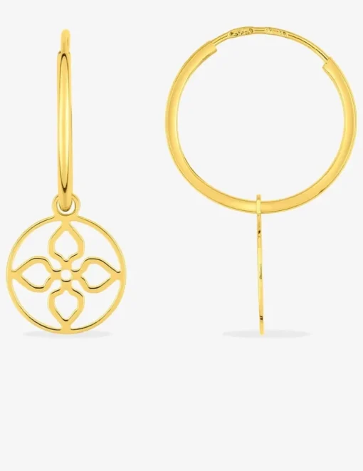Boucles d'oreilles créoles fleur or jaune 375‰ SO OR