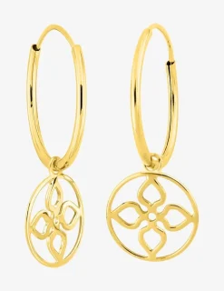 Boucles d'oreilles créoles fleur or jaune 375‰ SO OR