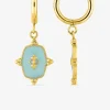 Boucles d'oreilles créoles acier doré et lacque turquoise SO OR