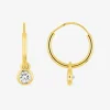 Boucles d'oreilles créoles en or jaune 750‰ et oxydes de zirconium SO OR