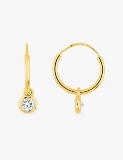 Boucles d'oreilles créoles en or jaune 750‰ et oxydes de zirconium SO OR