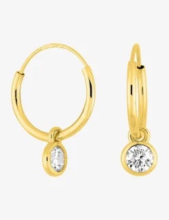 Boucles d'oreilles créoles en or jaune 750‰ et oxydes de zirconium SO OR