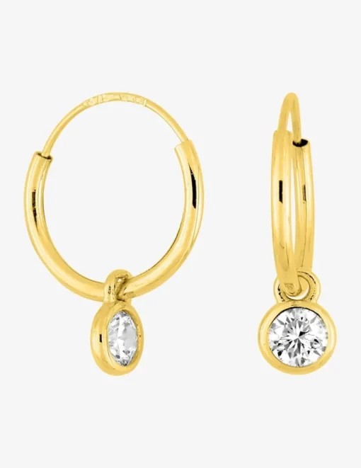 Boucles d'oreilles créoles en or jaune 750‰ et oxydes de zirconium SO OR
