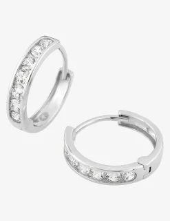 Boucles d'oreilles créoles or blanc 750 ‰ et oxyde de zirconium SO OR