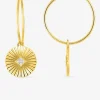 Boucles d'oreilles créoles jeton fantaisie amovible plaqué or et oxyde de zirconium SO OR