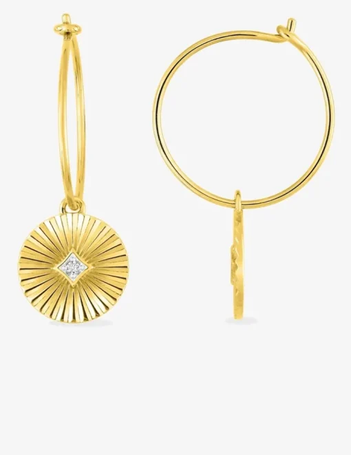 Boucles d'oreilles créoles jeton fantaisie amovible plaqué or et oxyde de zirconium SO OR