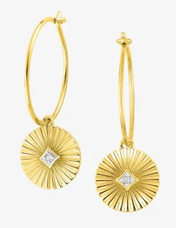 Boucles d'oreilles créoles jeton fantaisie amovible plaqué or et oxyde de zirconium SO OR