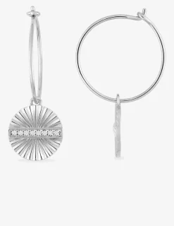 Boucles d'oreilles créoles 15 mm rond argent 925‰ rhodié et ligne oxydes de zirconium SO OR