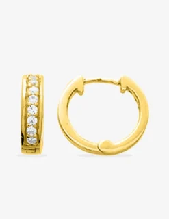 Boucles d'oreilles créoles charnières plaqué or et oxyde de zirconium SO OR