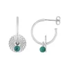 Boucles d'oreilles créoles en argent 925 ‰ rhodié avec turquoise SO OR