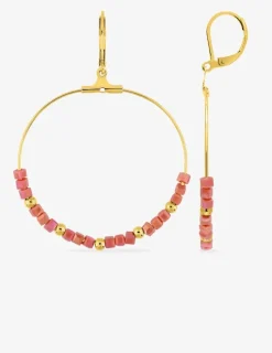 Boucles d'oreilles créoles en acier doré et cristaux synthétiques oranges SO OR