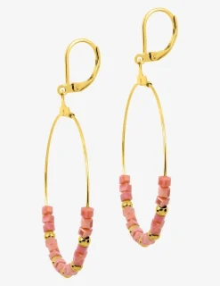 Boucles d'oreilles créoles en acier doré et cristaux synthétiques oranges SO OR