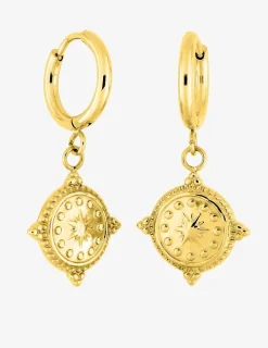 Boucles d'oreilles créoles pendantes en acier doré SO OR