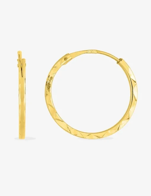 Boucles d'oreilles créoles diamantées en or jaune 375 ‰ SO OR
