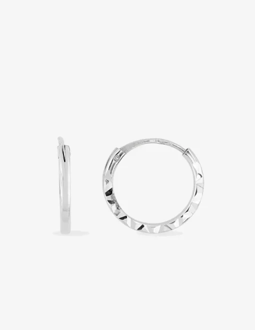 Boucles d'oreilles créoles diamantées en or blanc 375 ‰ SO OR
