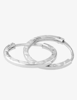 Boucles d'oreilles créoles diamantées en or blanc 375 ‰ SO OR