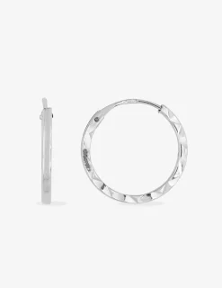 Boucles d'oreilles créoles diamantées en or blanc 375 ‰ SO OR
