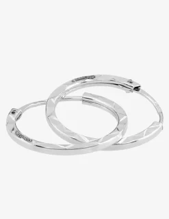 Boucles d'oreilles créoles diamantées en or blanc 375 ‰ SO OR