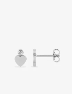 Boucles d'oreilles cœur argent 925‰ rhodié et oxyde de zirconium serti clos SO OR