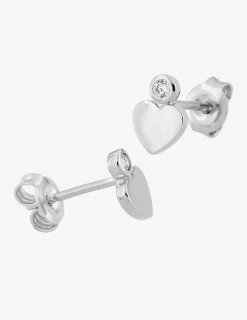 Boucles d'oreilles cœur argent 925‰ rhodié et oxyde de zirconium serti clos SO OR