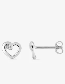 Boucles d'oreilles cœur argent 925‰ rhodié et oxyde de zirconium SO OR