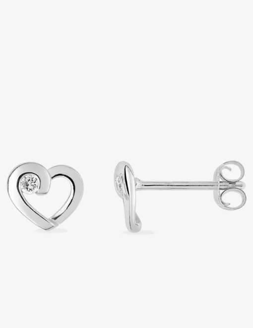 Boucles d'oreilles cœur argent 925‰ rhodié et oxyde de zirconium SO OR