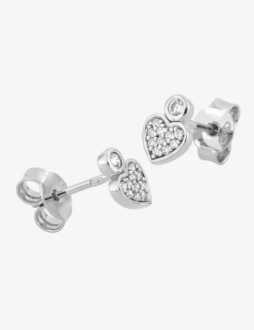 Boucles d'oreilles cœur argent 925‰ rhodié et oxydes de zirconium SO OR