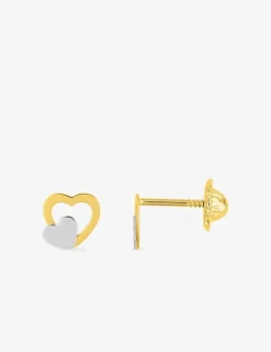 Boucles d'oreilles cœur bicolores or 750 ‰ SO OR