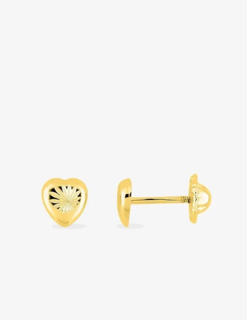 Boucles d'oreilles cœur ciselé or jaune 750 ‰ SO OR