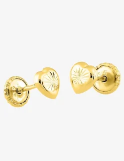 Boucles d'oreilles cœur ciselé or jaune 750 ‰ SO OR