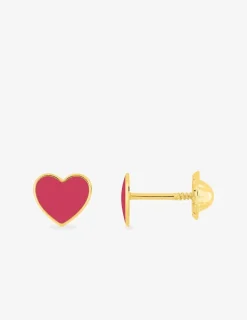 Boucles d'oreilles cœur or jaune 375‰ et laque SO OR
