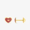 Boucles d'oreilles cœur or jaune 375‰ et laque SO OR