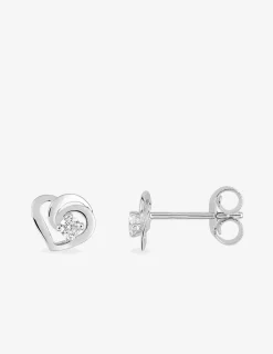 Boucles d'oreilles cœur or blanc 375‰ et oxyde de zirconium SO OR