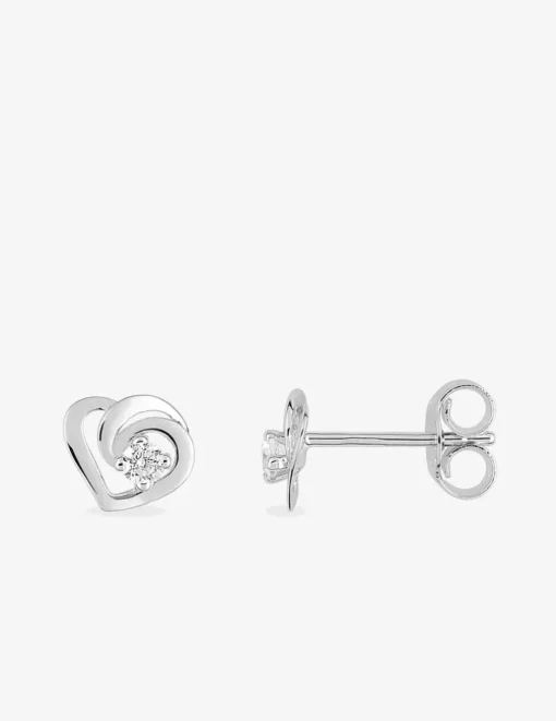 Boucles d'oreilles cœur or blanc 375‰ et oxyde de zirconium SO OR