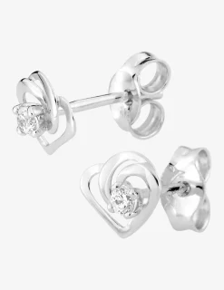 Boucles d'oreilles cœur or blanc 375‰ et oxyde de zirconium SO OR