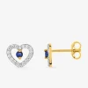 Boucles d'oreilles cœur or 375‰, saphir et oxyde de zirconium SO OR