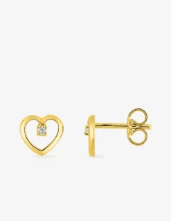 Boucles d'oreilles cœur or jaune 375‰ et oxyde de zirconium SO OR