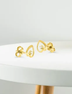 Boucles d'oreilles cœur or jaune 375‰ et oxyde de zirconium SO OR