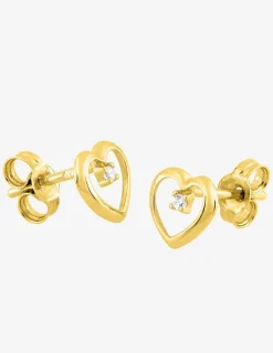 Boucles d'oreilles cœur or jaune 375‰ et oxyde de zirconium SO OR