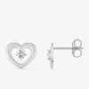 Boucles d'oreilles cœur or blanc 375‰ et oxyde de zirconium SO OR