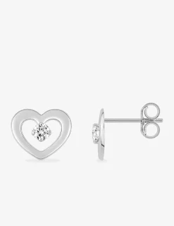 Boucles d'oreilles cœur or blanc 375‰ et oxyde de zirconium SO OR