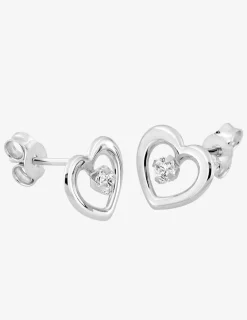 Boucles d'oreilles cœur or blanc 375‰ et oxyde de zirconium SO OR