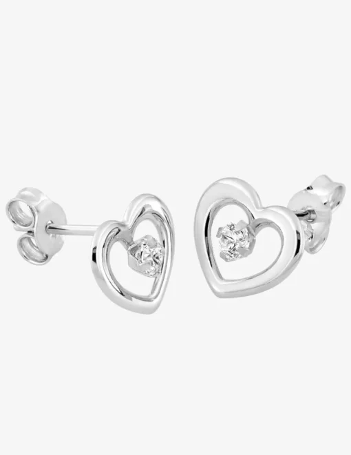 Boucles d'oreilles cœur or blanc 375‰ et oxyde de zirconium SO OR