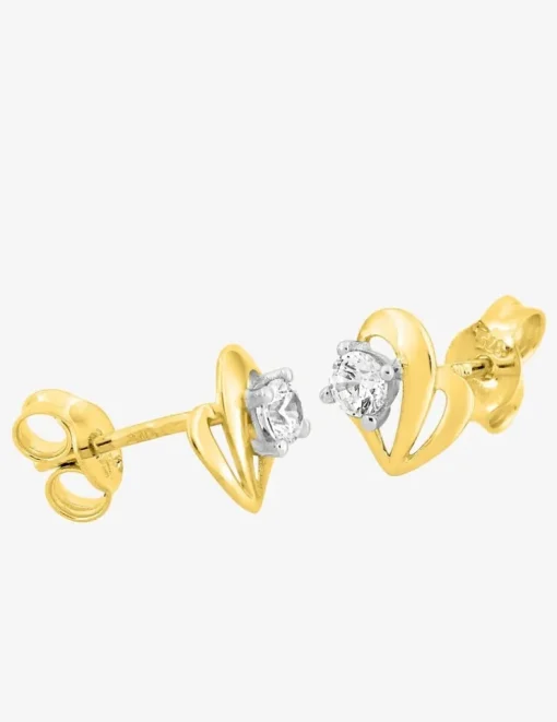 Boucles d'oreilles cœur or jaune 375‰ et oxyde de zirconium SO OR