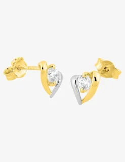 Boucles d'oreilles cœur or 375‰ bicolore et oxyde de zirconium SO OR