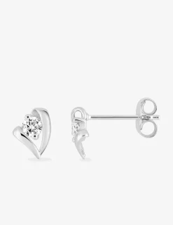 Boucles d'oreilles cœur or blanc 750‰ et oxyde de zirconium SO OR