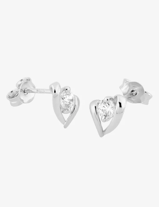 Boucles d'oreilles cœur or blanc 750‰ et oxyde de zirconium SO OR