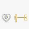 Boucles d'oreilles cœur plaqué or, rhodium et oxydes de zirconium SO OR