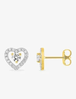 Boucles d'oreilles cœur plaqué or, rhodium et oxydes de zirconium SO OR