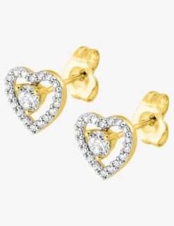 Boucles d'oreilles cœur plaqué or, rhodium et oxydes de zirconium SO OR